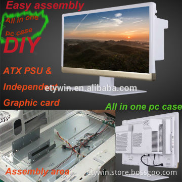 New inventions DIY gaming computer pc all in one with 21.5"LED monitor wide screen pc case